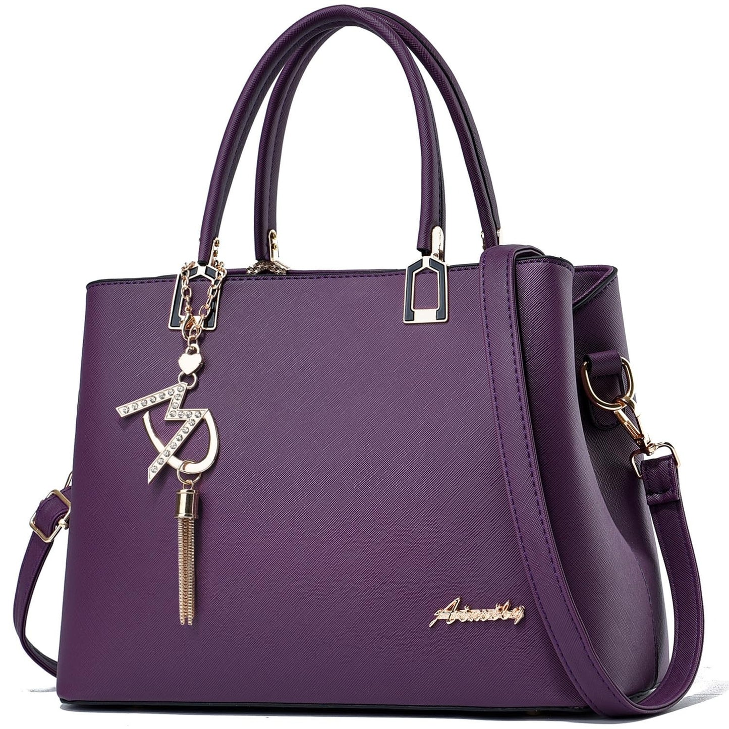 Ladies Top Handle Satchel Tote Bag - Violet