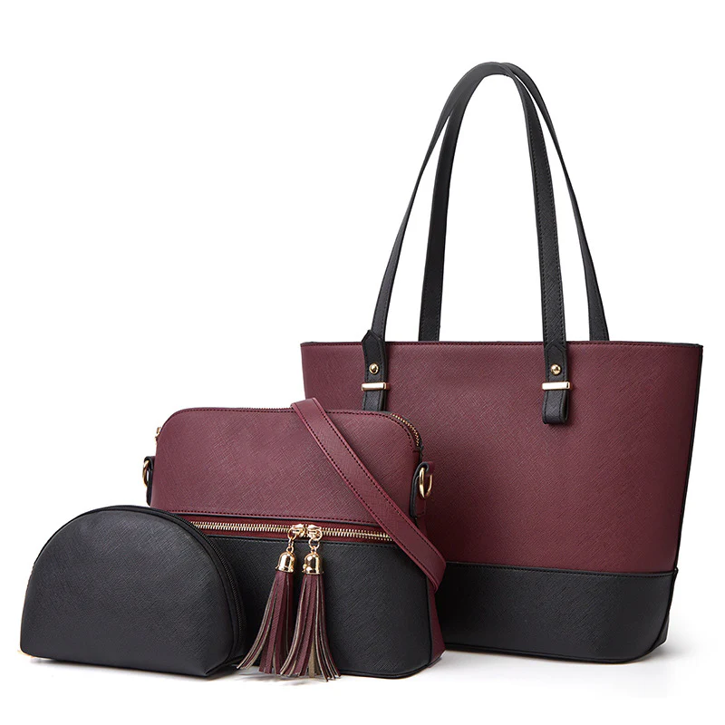 DREAM MAROON AND BLACK 3 PIECE BAG